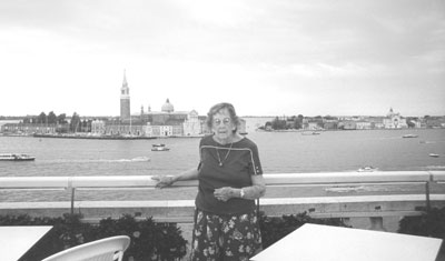 June Griffin at the fourth-floor terrace restaurant in the Danieli Hotel — Venice. Photo: Maguire