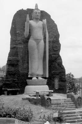 Magnificent 39-foot-tall Buddha carved from solid rock.