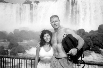 Dean and I cooled off at Iguazú Falls after a long, hot drive. 