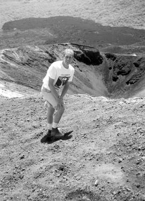 Stan Kimer at the edge of the Cerro Negro Volcano.