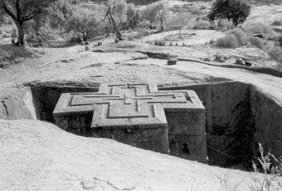 Roof view of Bet Giyorgis (St. George) rock-hewn church, Lalibela, Ethiopia. Photo: Orton