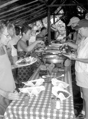 Picnic lunch on a Costa Rican island. 