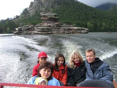 Boat trip on Borovoye Lake.