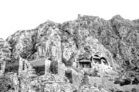 Three of the tombs of Pontic kings in the valley’s sheer rock walls above Amasya.