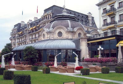 Beau-Rivage Palace on the shores of Lake Geneva in Lausanne, Switzerland.