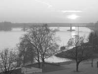 Sunrise over the Rhine viewed from our hotel room in Mainz, Germany. Photos: Arlene Goodhead