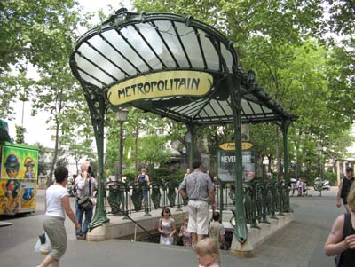 One of the few remaining Art Deco Métro stations in Paris; this one is in Montmartre.