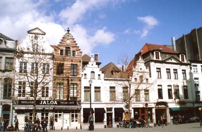 Street scene in Brussel’s old city center — St. Catherine Square.