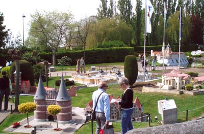 Mini-Europe, with a view of the Holstentor of Lübeck, Germany, in the foreground.