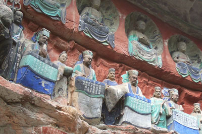 A few of among more than 50,000 limestone carvings at the UNESCO World Heritage Site of Baoding Shan, Dazu. Some date as far back as the Tang Dynasty (seventh century).