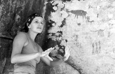 Our hostess at Oudrif Farm, Jeanine, explained the significance of Bushmen cave art. Photo: Maurice Black