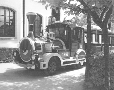 This little red "train" takes visitors around the vast complex of the sherry producer González Byass.