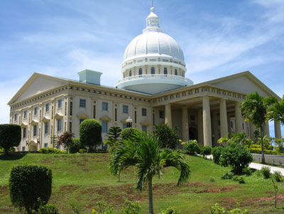 The capitol of Palau sits imposingly atop a hill.
