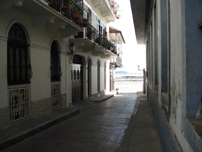 In Casco Antiguo, a historic section of Panama City, one finds numerous narrow and interesting streets where many of the buildings are being beautifully restored.