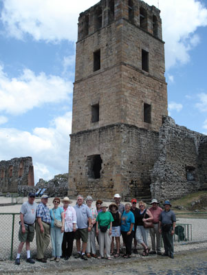 Our tour group of 14 plus our guide, Roberto, visited the remains of the first cathedral in Panama City.