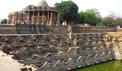 Modhera Sun Temple and its step well.