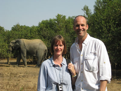It’s no wonder Tammi and Chris Martin are smiling. ("Hey, isn’t that an elephant over our shoulder?") This pachyderm was spotted at Mole National Park. — Photo by Don Smith