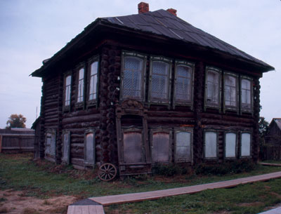 A replica of Rasputin’s former home, now a museum, outside Tyumen.