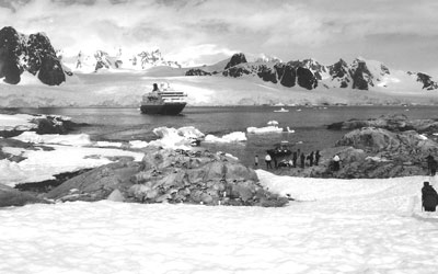 Hurtigruten’s MS Nordkapp off Petermann Island. Photo: Ove