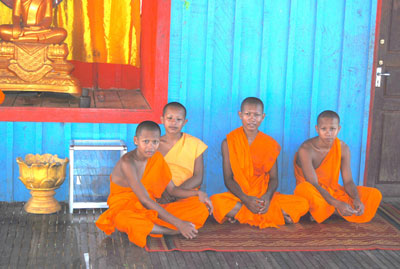 Boy monks at Wat Hanchey, Cambodia.