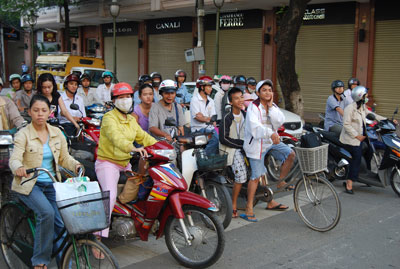 Typical motorbike traffic in Saigon.