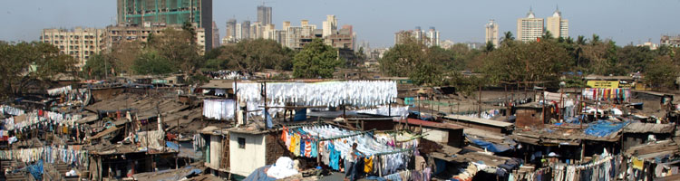 Dhobi Ghat, where laundry is washed by hand for families and hotels.