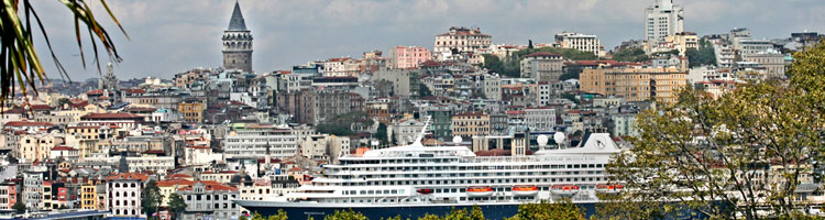 Istanbul’s skyline, with the Prinsendam in the foreground.