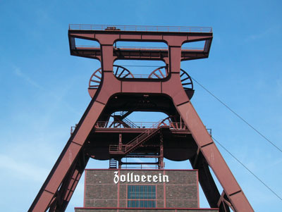 The 200-foot-high metal superstructure above the Zollverein museum. Photos by Karl Thies