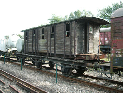 An old wooden railcar at the Eisenbahn Museum.