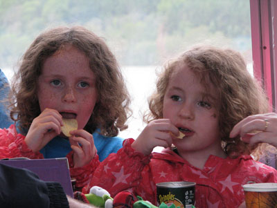 Two English girls on holiday with their folks on our Loch Ness tour boat.