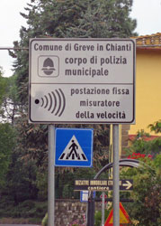 A traffic-cameras sign in Greve in Chianti, Italy. Photo by Jane Parker (©2005, All Enthusiast, Inc.)