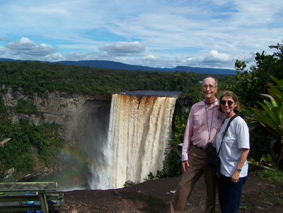 Joseph and Mary Lambert stand at the precipice of Kaieteur Falls in southern Guyana.