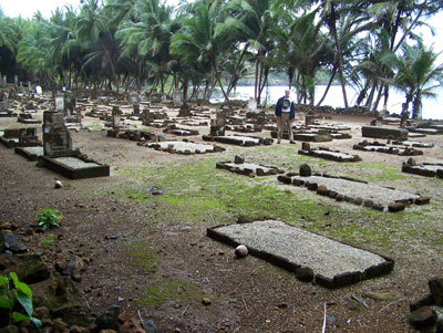 Joseph Lambert at the administrators’ cemetery on St. Joseph’s Island, belonging to the Islands of Salvation group, a former penal colony.