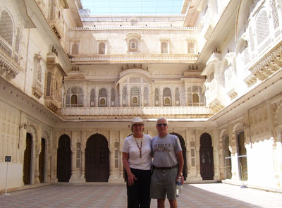 Marvin and Judy in a courtyard at Junagarh Fort, outside of Bikaner.