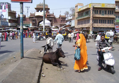 Outside the clock tower gate to the Sardar market in Jodhpur.
