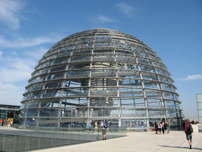 The glass dome on the Reichstag was added in the 1990s.