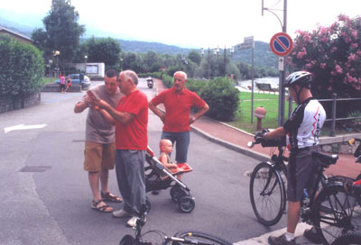 Asking for directions about the bike route in Stresa, Italy. Photo: McPherson
