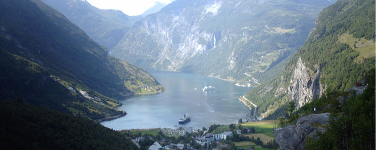 View of Geirangerfjord as seen from Dalsnibbe.