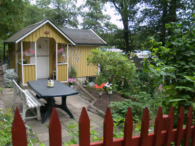 Terraces enhance the small sizes of the cottages — Tanto allotment garden, Stockholm. 