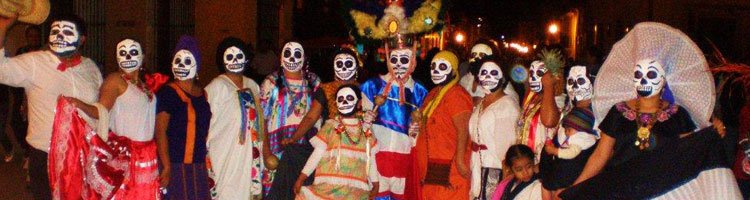 A group of revelers on the Andador Macedonio Alcalá.