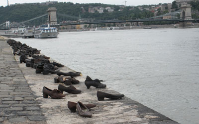A memorial to holocaust victims along the Danube — Budapest.