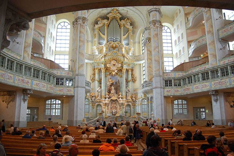 Visiting the Frauenkirche in Dresden is great, but it’s even better to attend a service. Photo: Steves