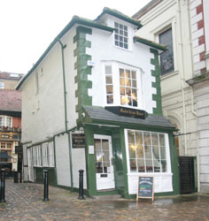 The “Crooked House,” so named because it leans, was built around 1718. It now operates as the Market Cross House, serving breakfast, lunch and afternoon tea.