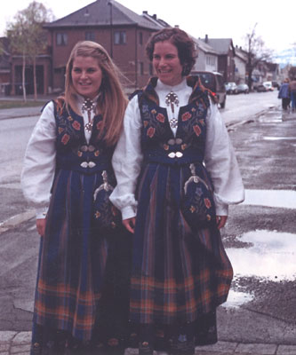 Residents of Bodø, Norway, wearing traditional dress on Constitution Day. Photo: Siebert