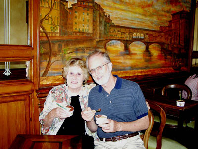 Linda and Peter Beuret at Vivoli in Florence.