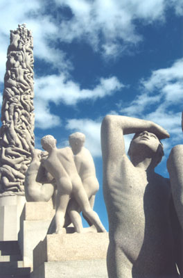Vigeland Sculpture Park, full of works by Gustav Vigeland, is part of Frogner Park in Oslo.
