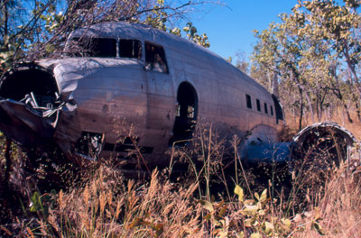 This crashed aircraft is a relic from WWII.