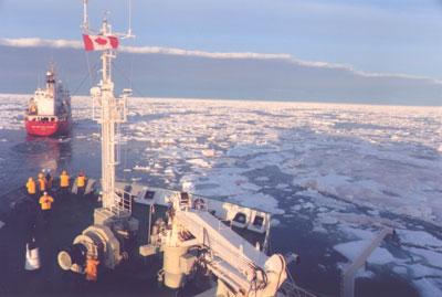 Following the icebreaker Sir Wilfrid Laurier through the Bellot Strait.