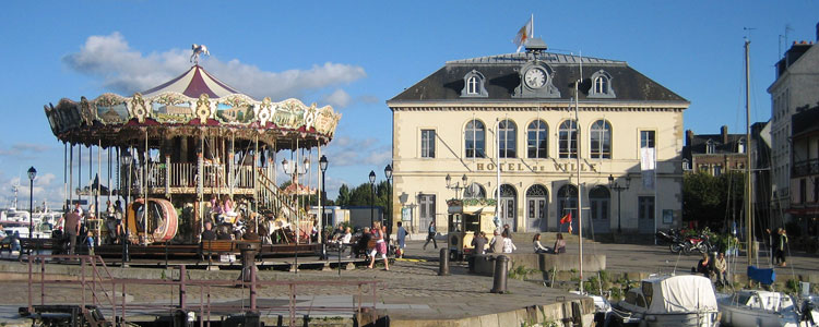 Colorful carousel at Honfleur’s old port.