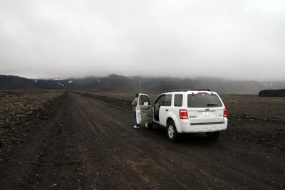 We crossed barren landscape on our way to dogsledding.